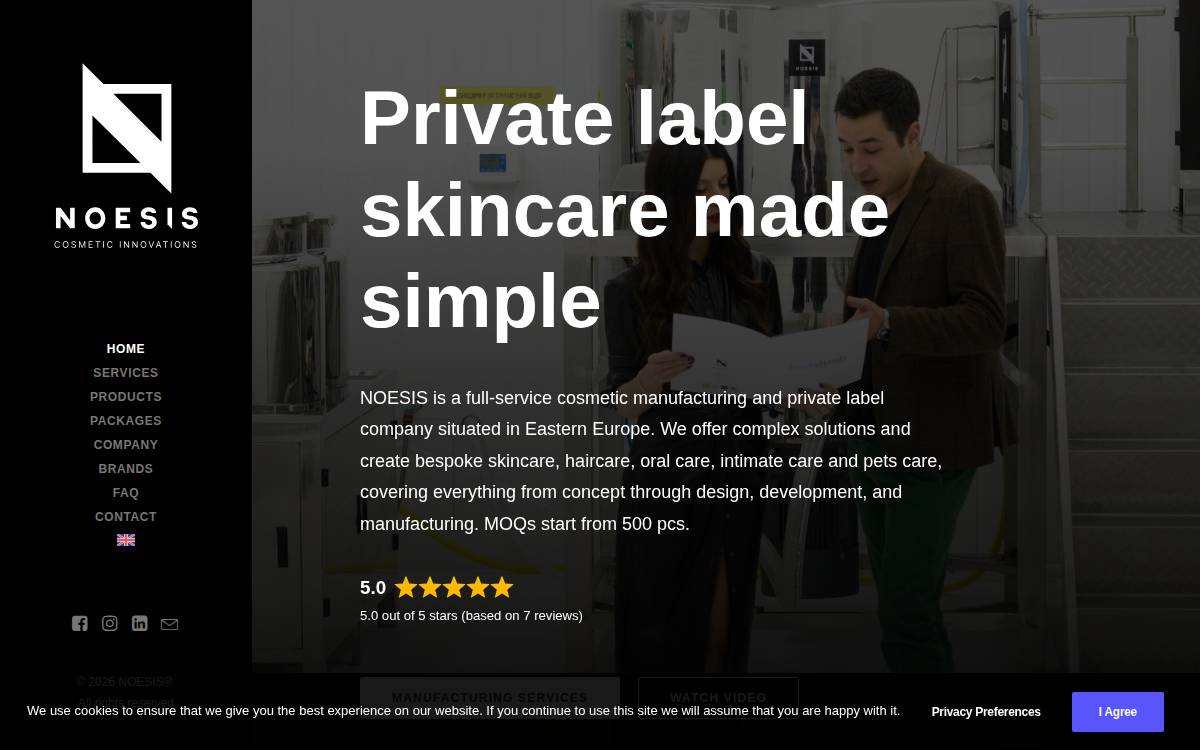 NOESIS Sustainable formulations website preview