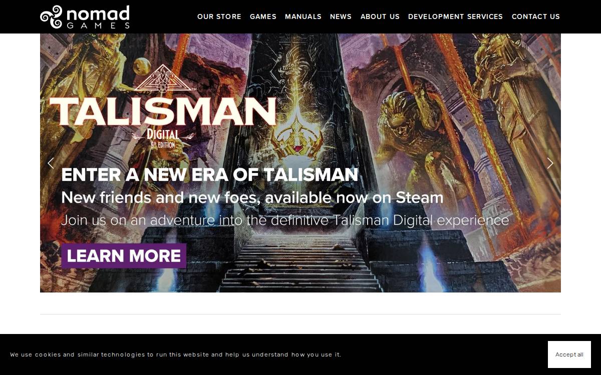 Nomad Games website preview