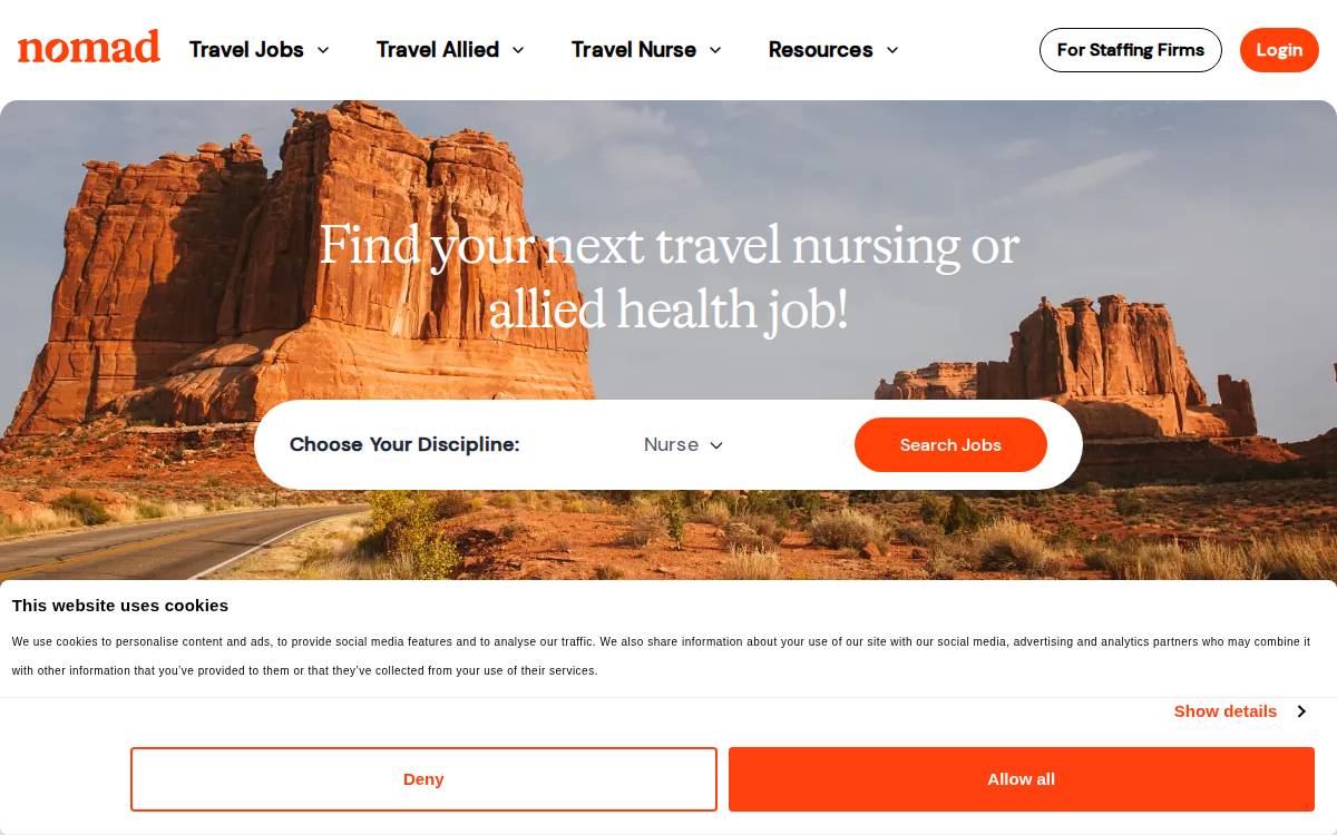 Nomad Health website preview