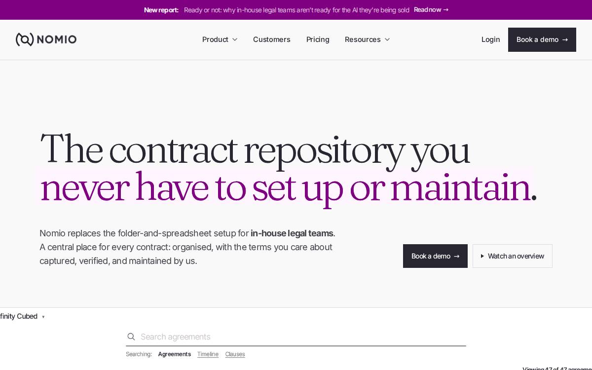 Nomio website preview