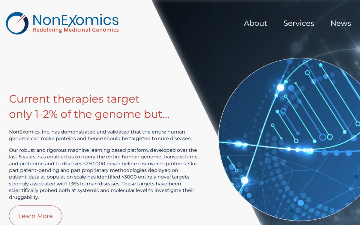 NonExomics website preview