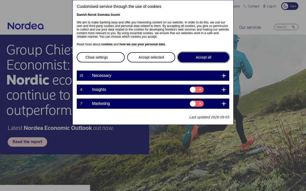 Nordea website preview