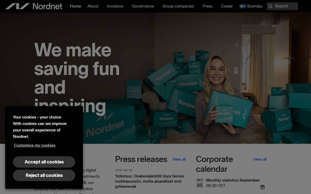 Nordnet website preview