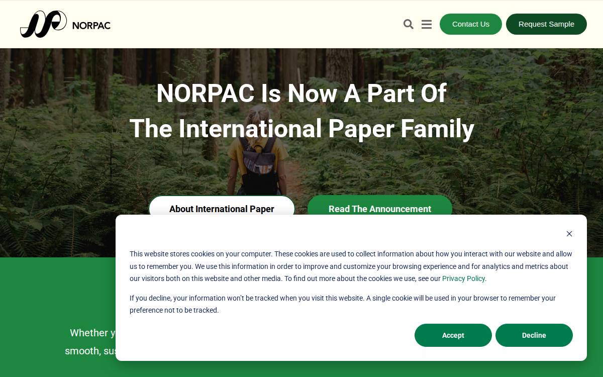 Norpacpaper website preview