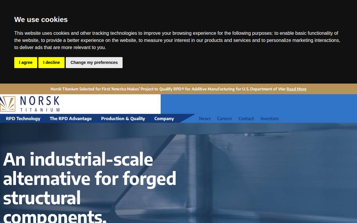 Norsk Titanium website preview