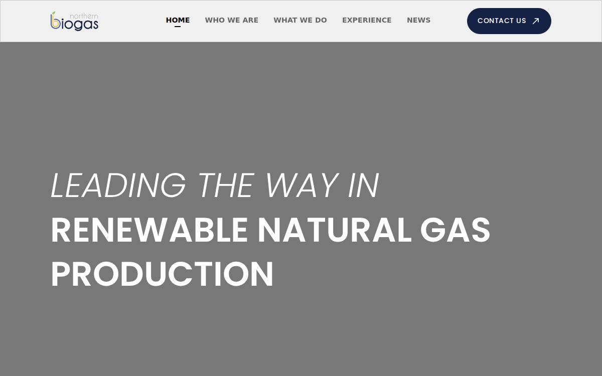 Northern Biogas website preview