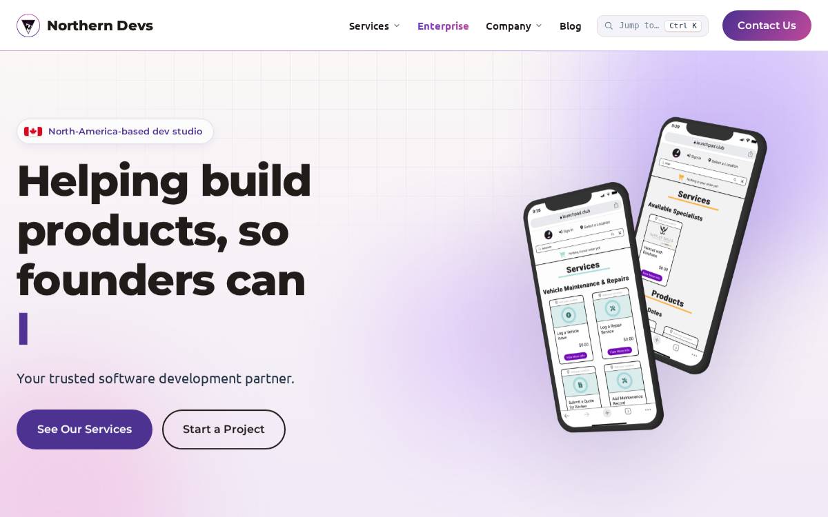 Northern Devs website preview