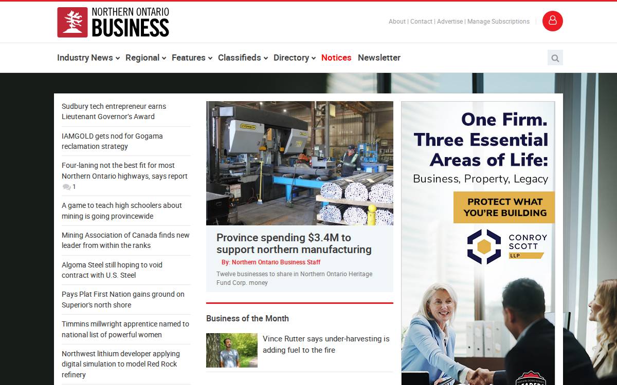 Northernontariobusiness website preview