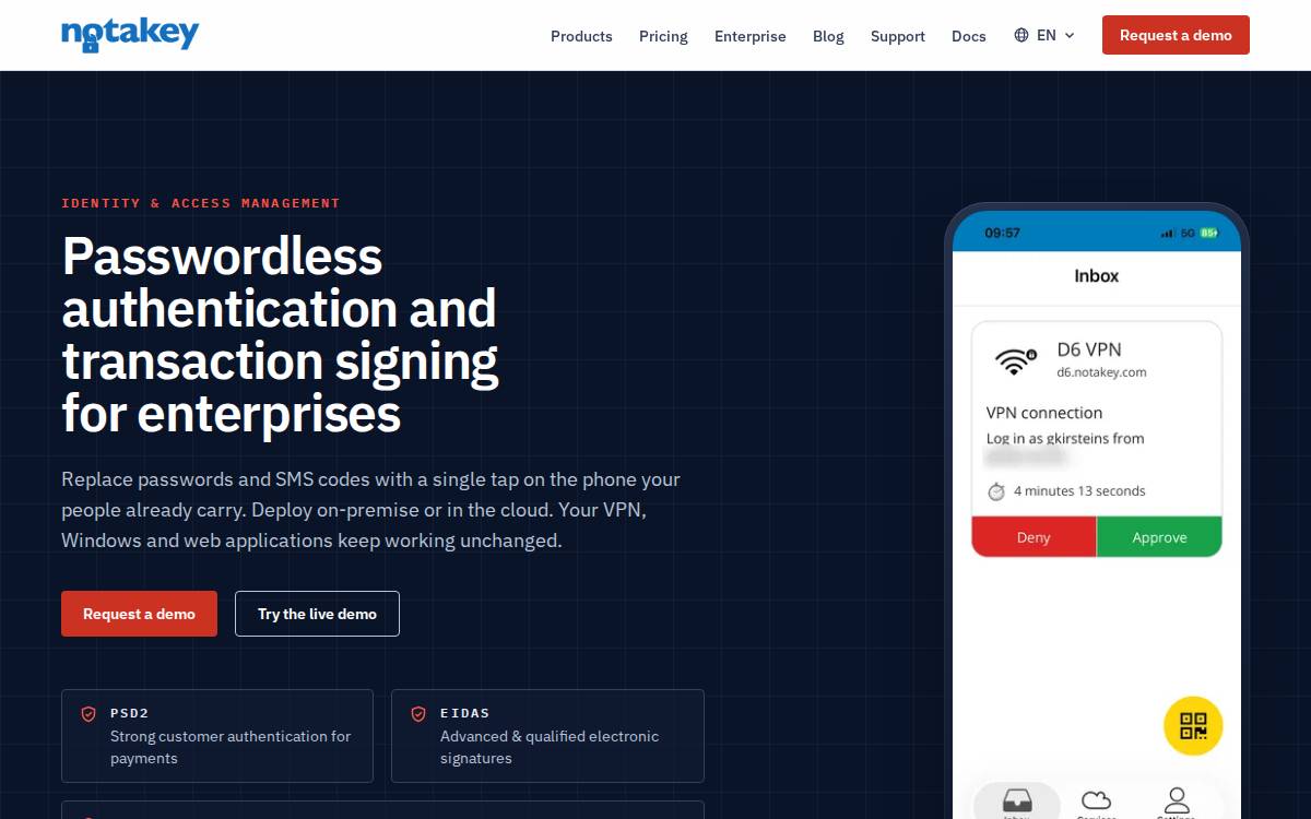 Notakey website preview