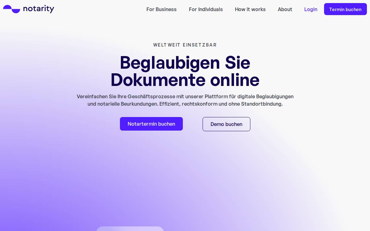 Notarity website preview