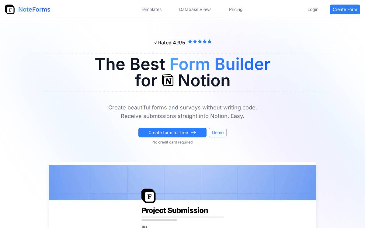 NoteForms website preview