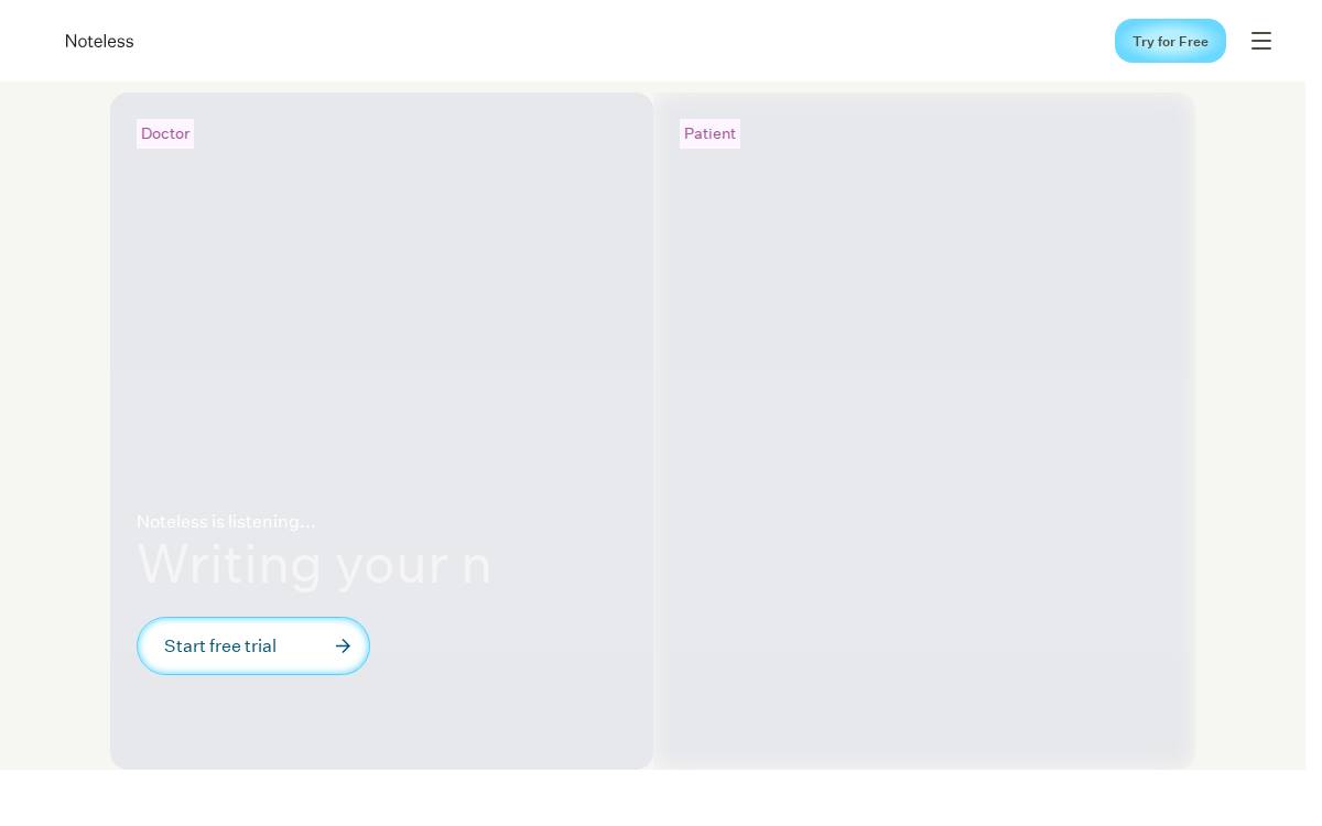 Noteless website preview