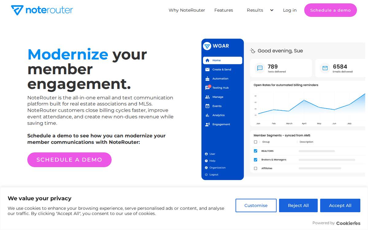 NoteRouter website preview