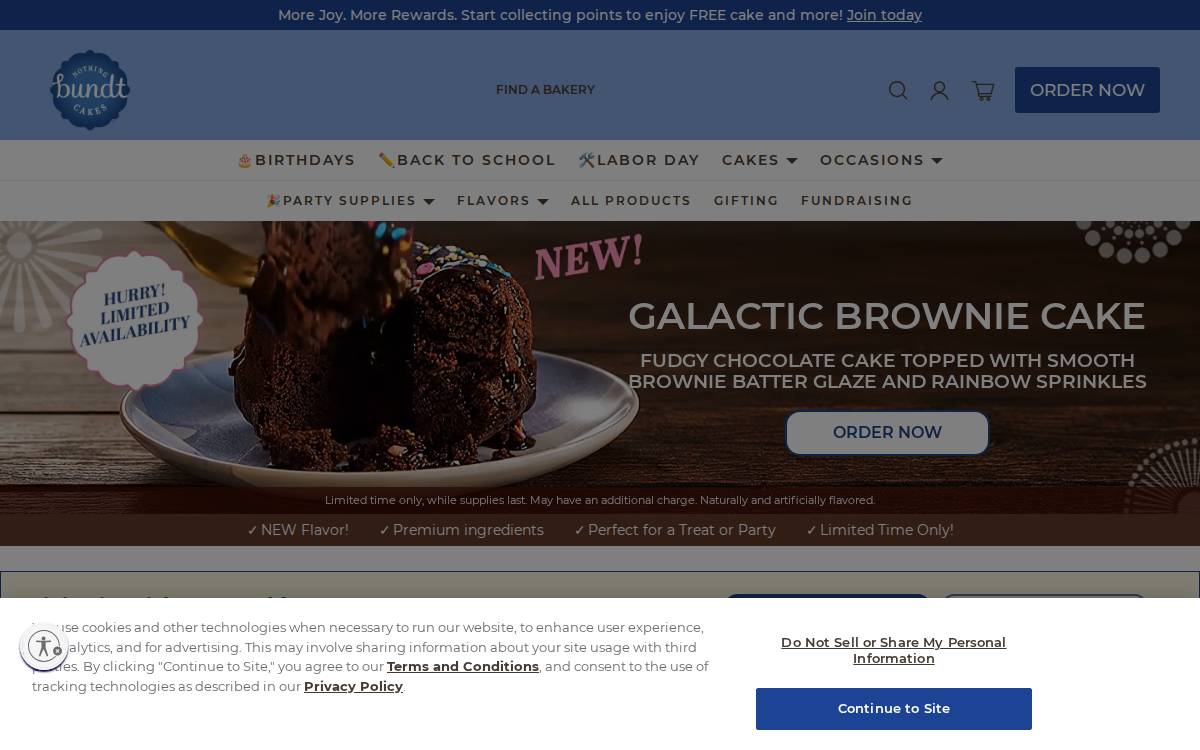 Nothing Bundt Cakes website preview