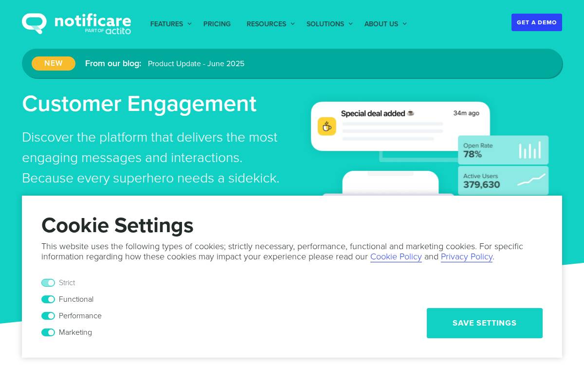 Notificare website preview