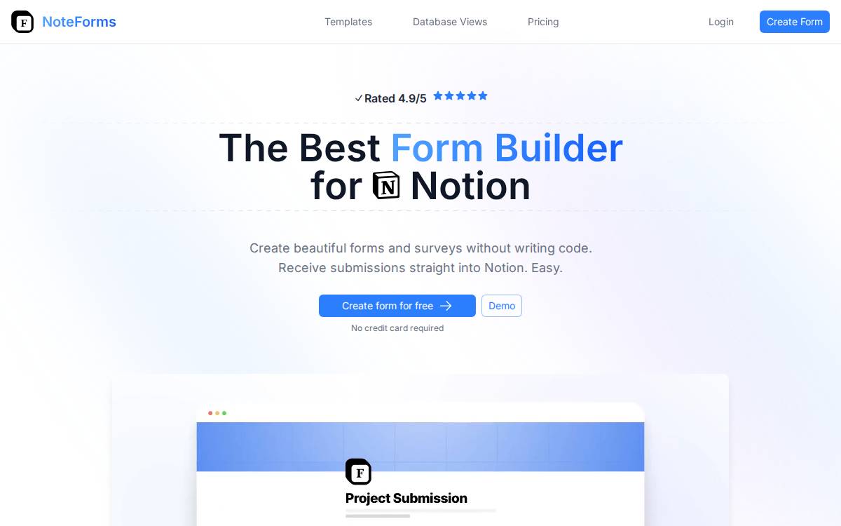 Notionforms website preview