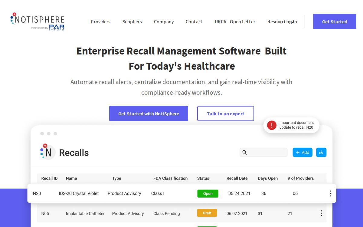 NotiSphere website preview