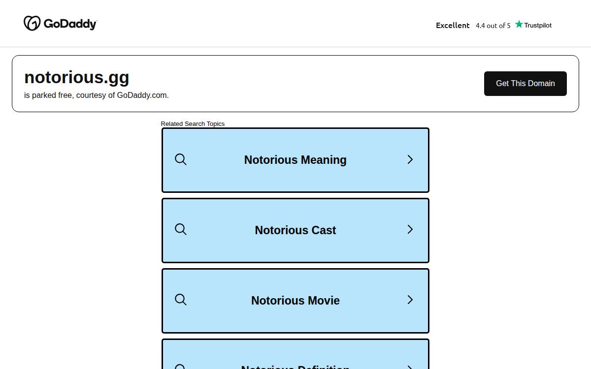 Notorious website preview