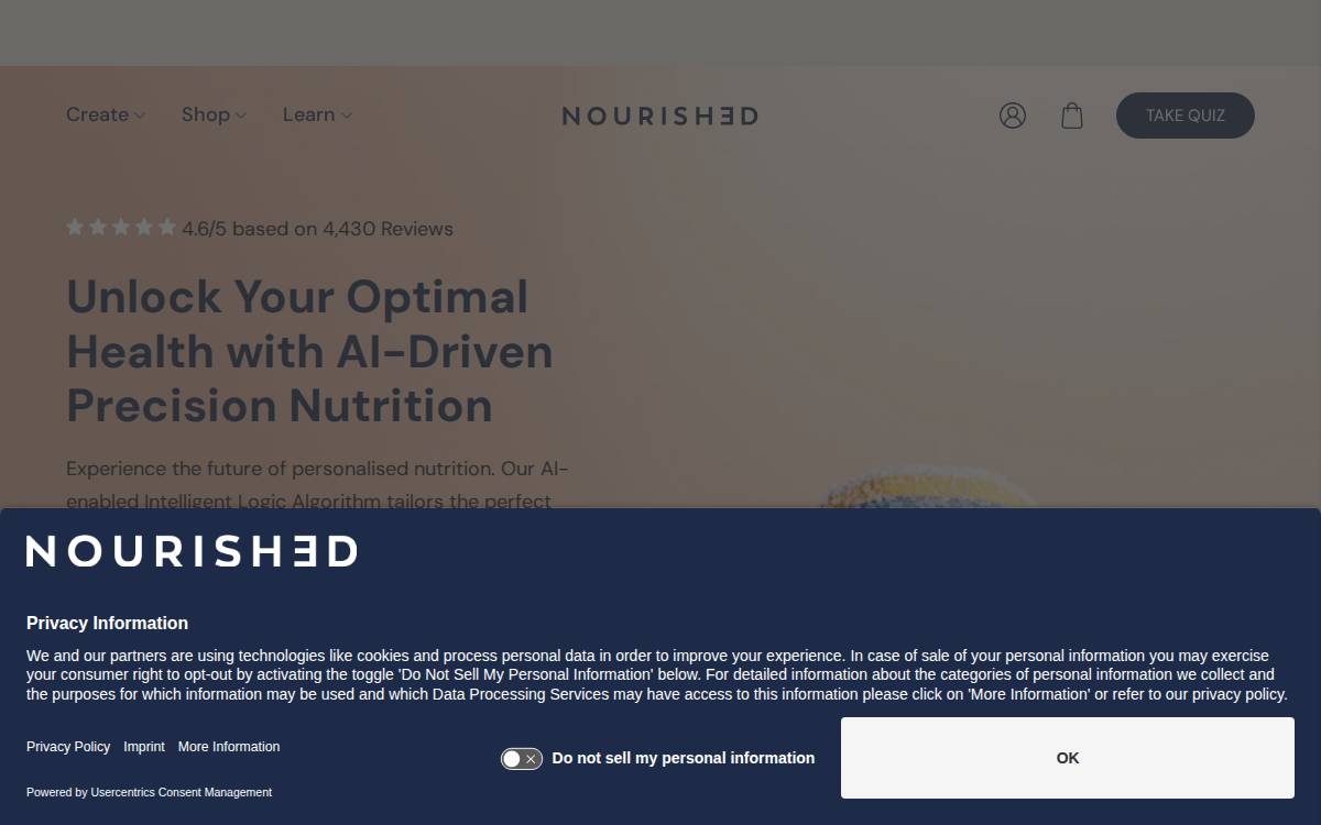 Nourished website preview