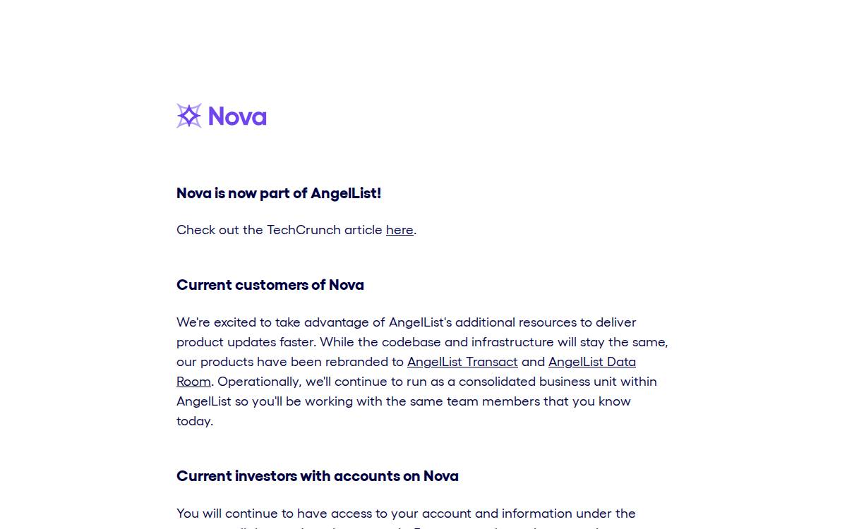 Nova website preview