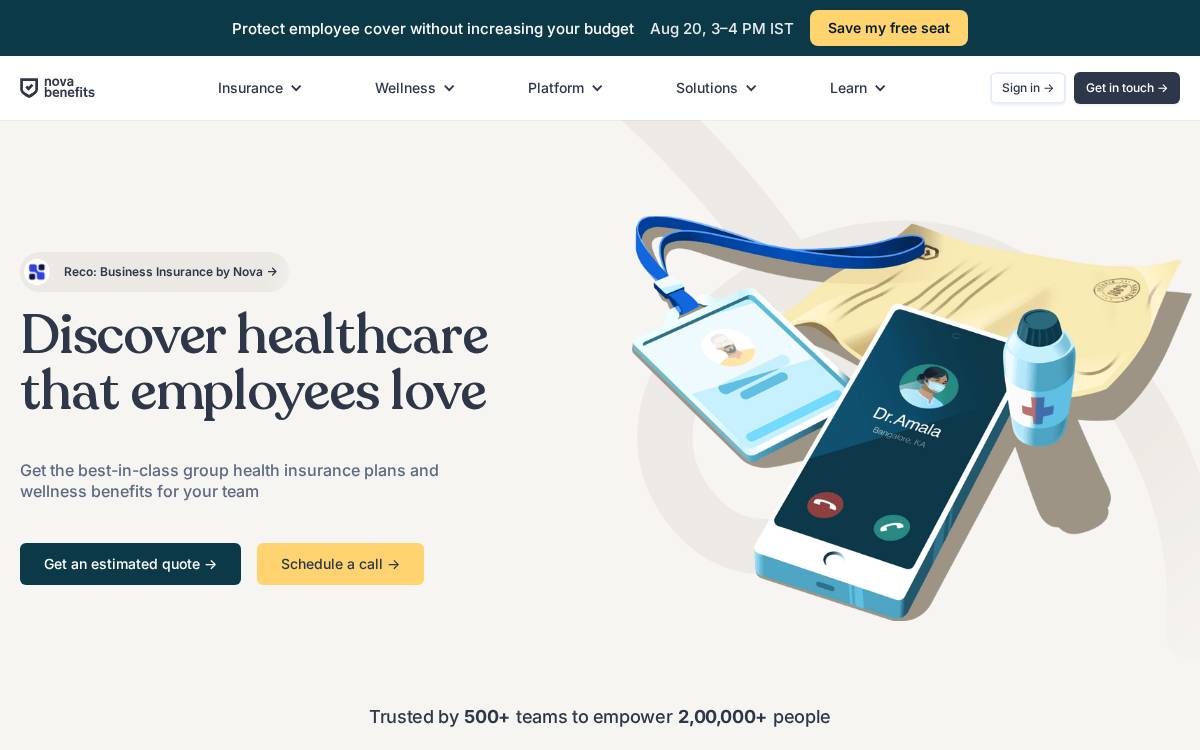 Nova Benefits website preview