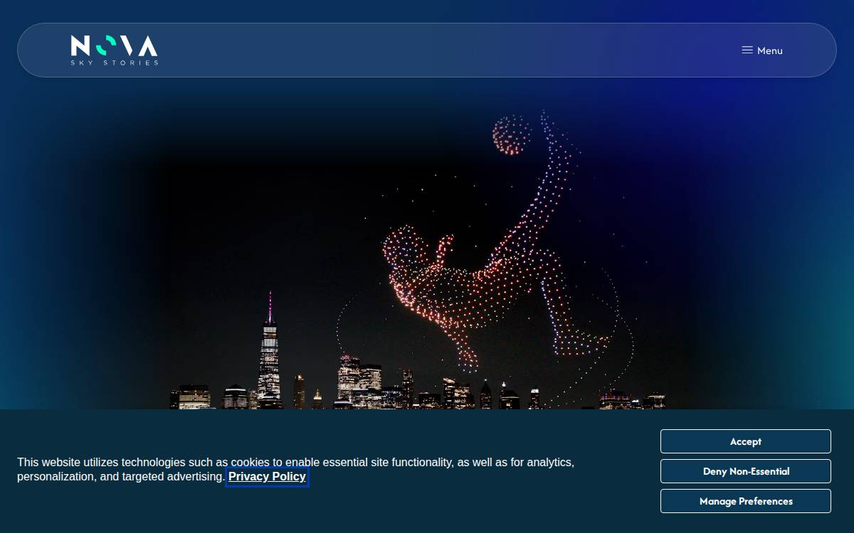 Nova Sky Stories Experiences & Entertainment website preview