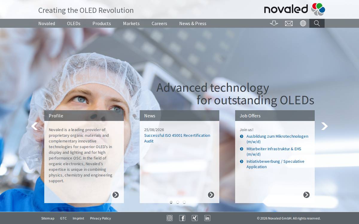 Novaled website preview