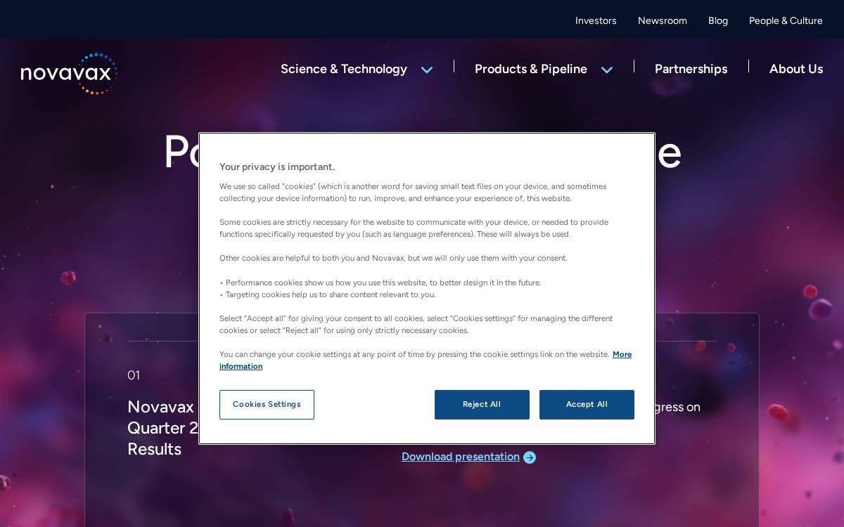 Novavax, Inc. (Alumni) website preview