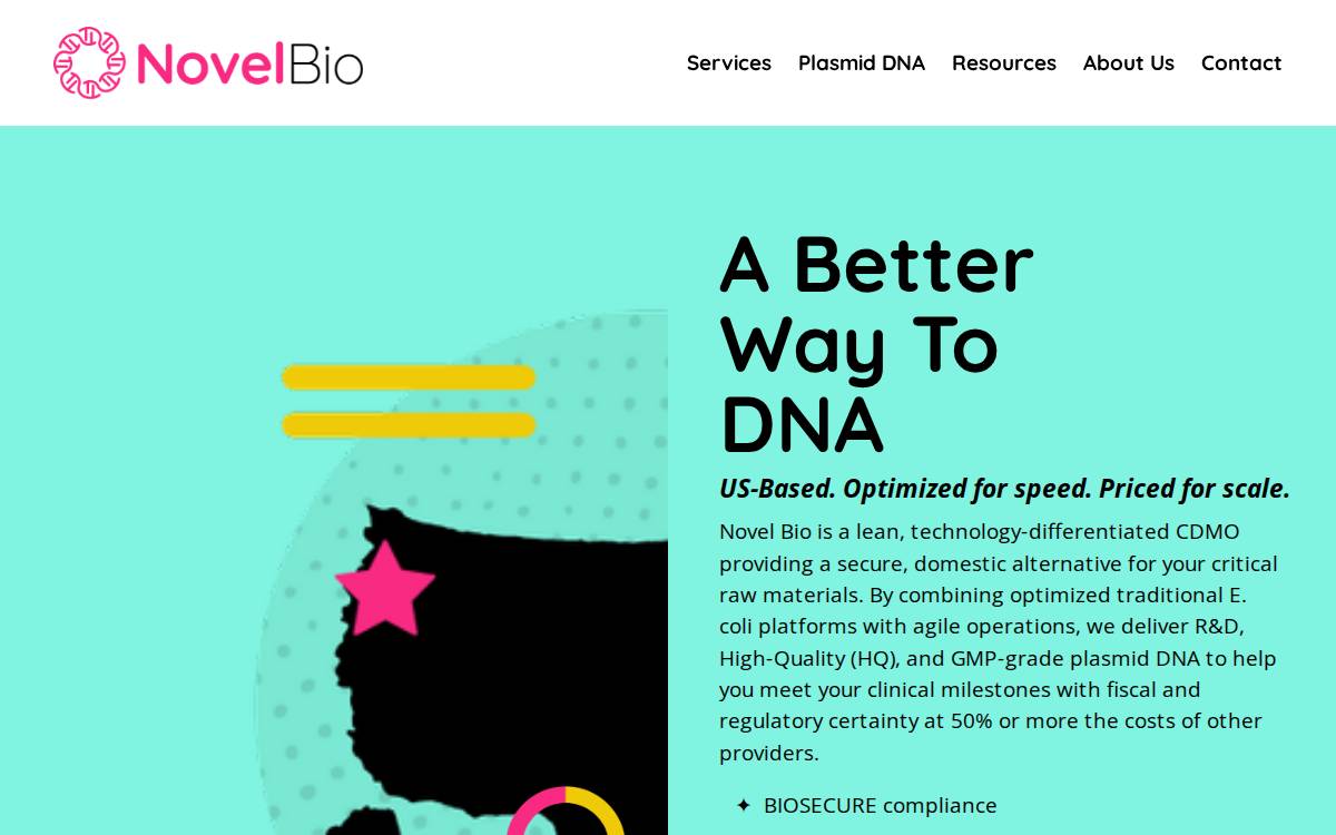 Novel Bio website preview