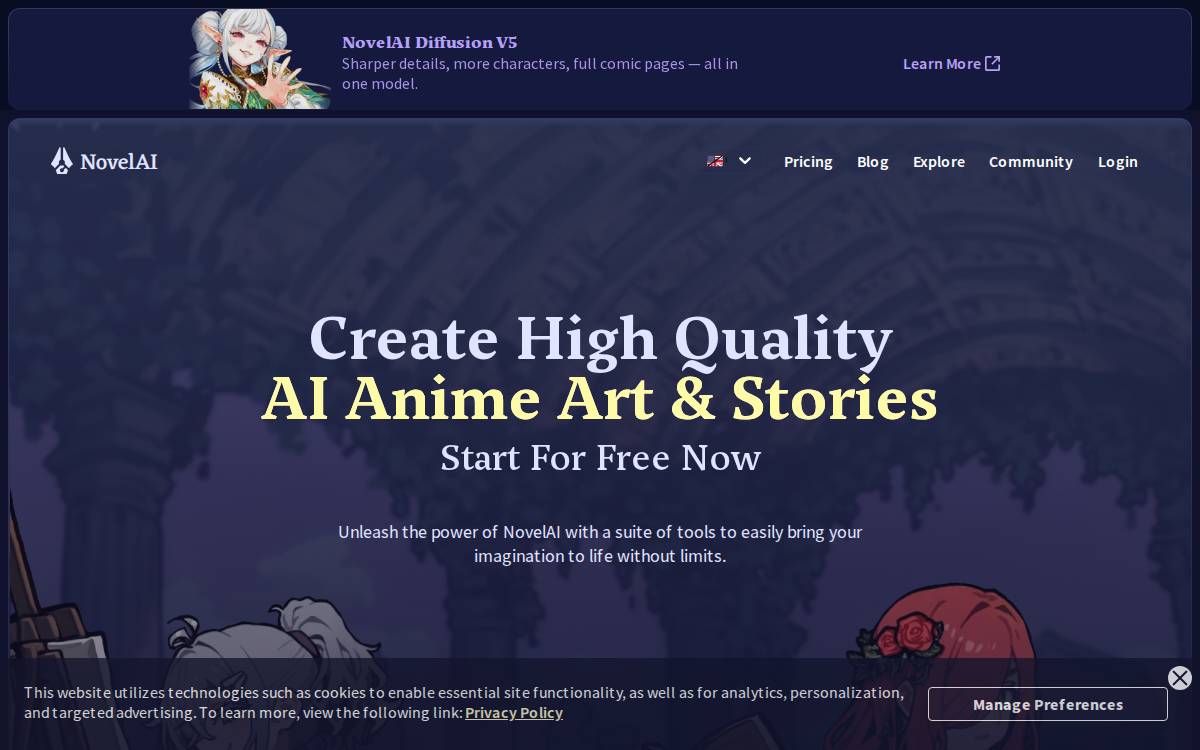 NovelAI website preview