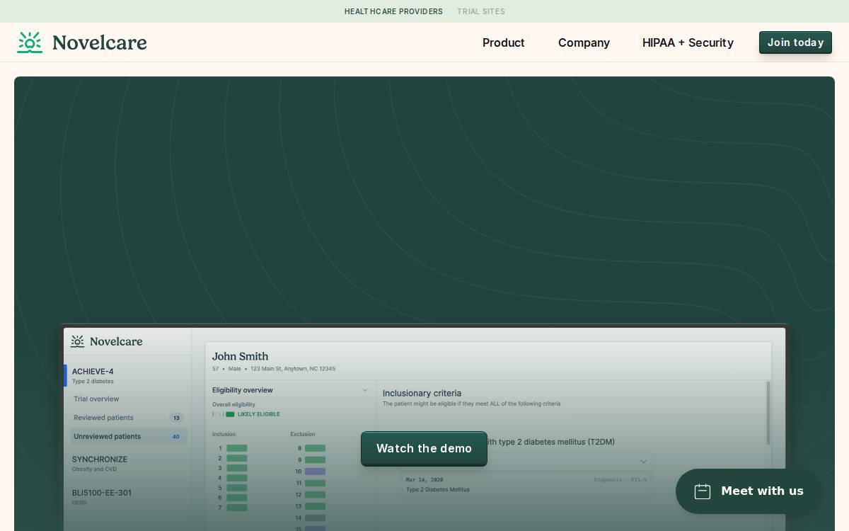 Novelcare website preview
