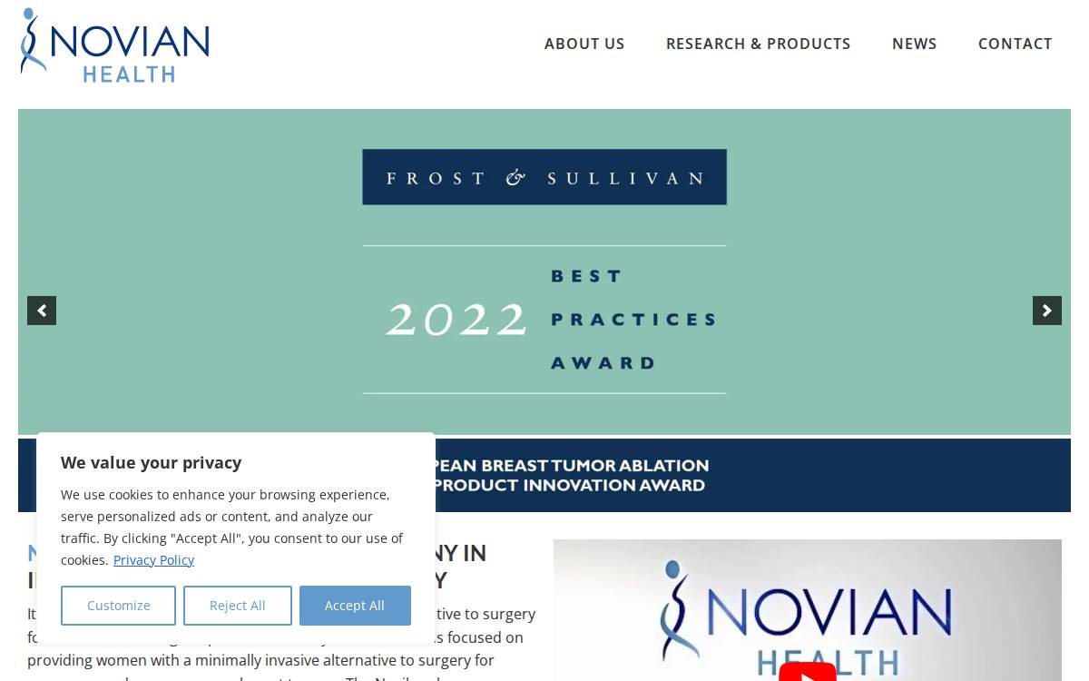 Novian Health website preview