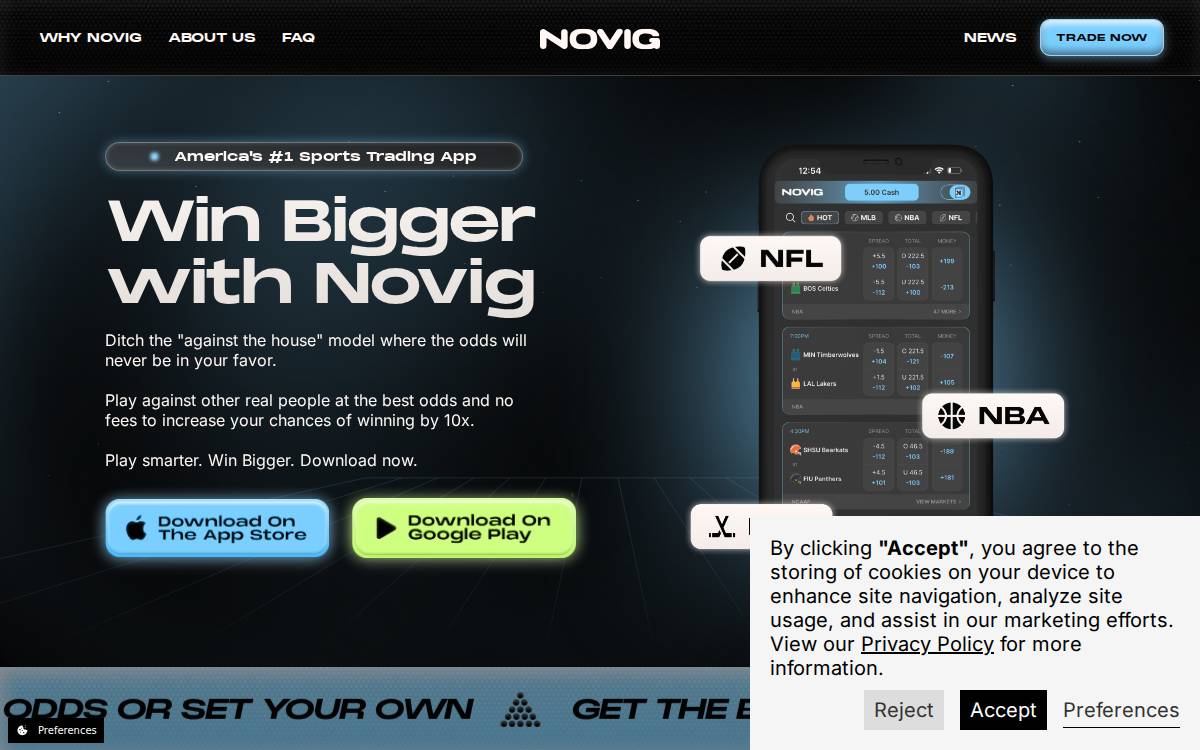 Novig website preview