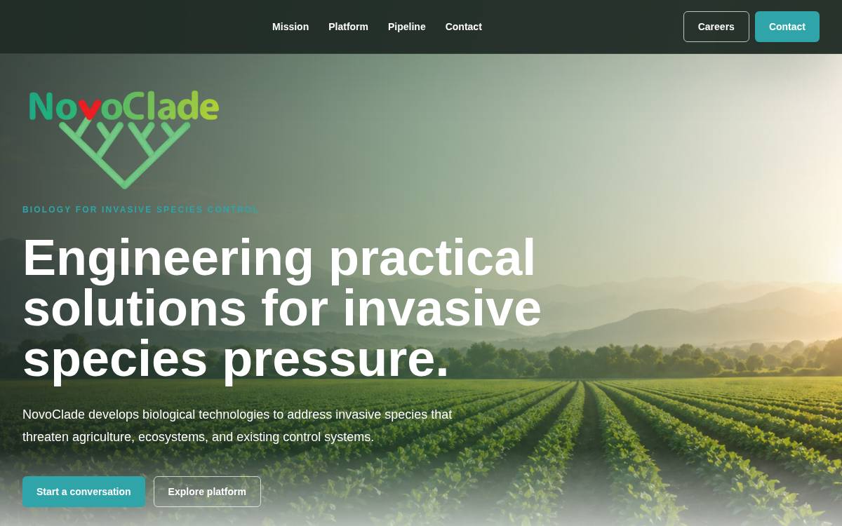 NovoClade website preview