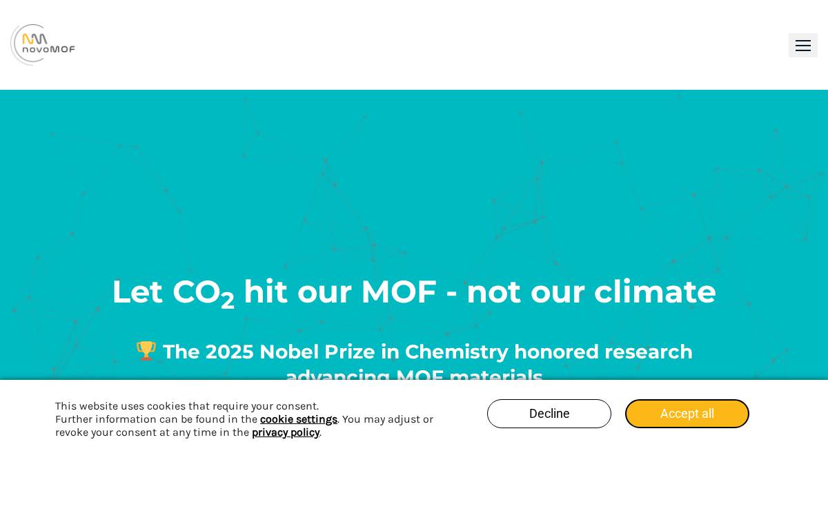 novoMOF website preview