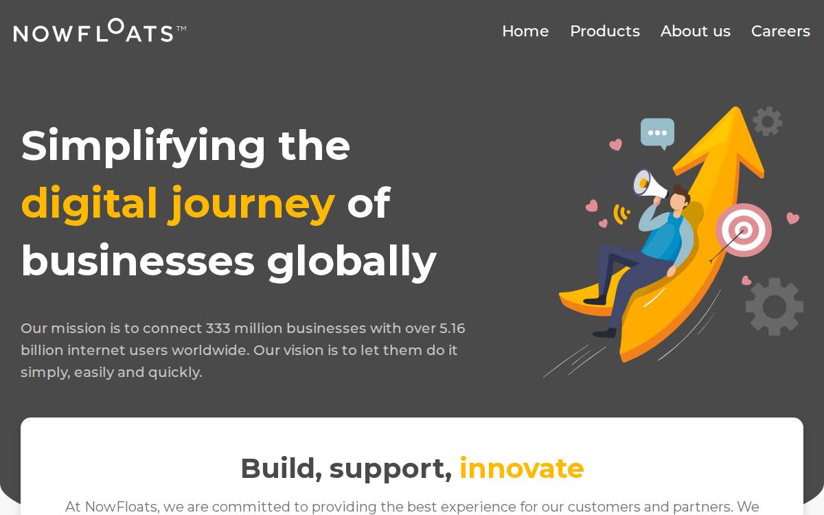 Now Floats website preview
