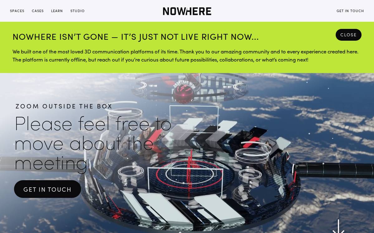 Nowhere website preview