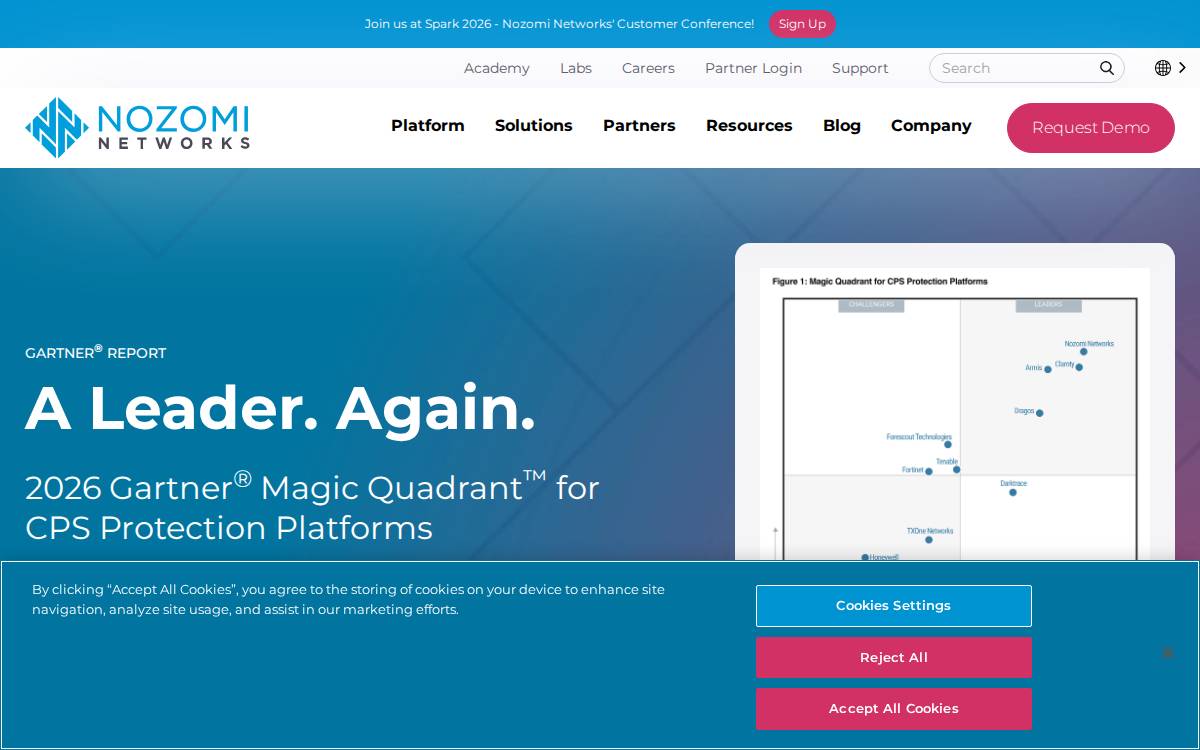 Nozomi Networks website preview