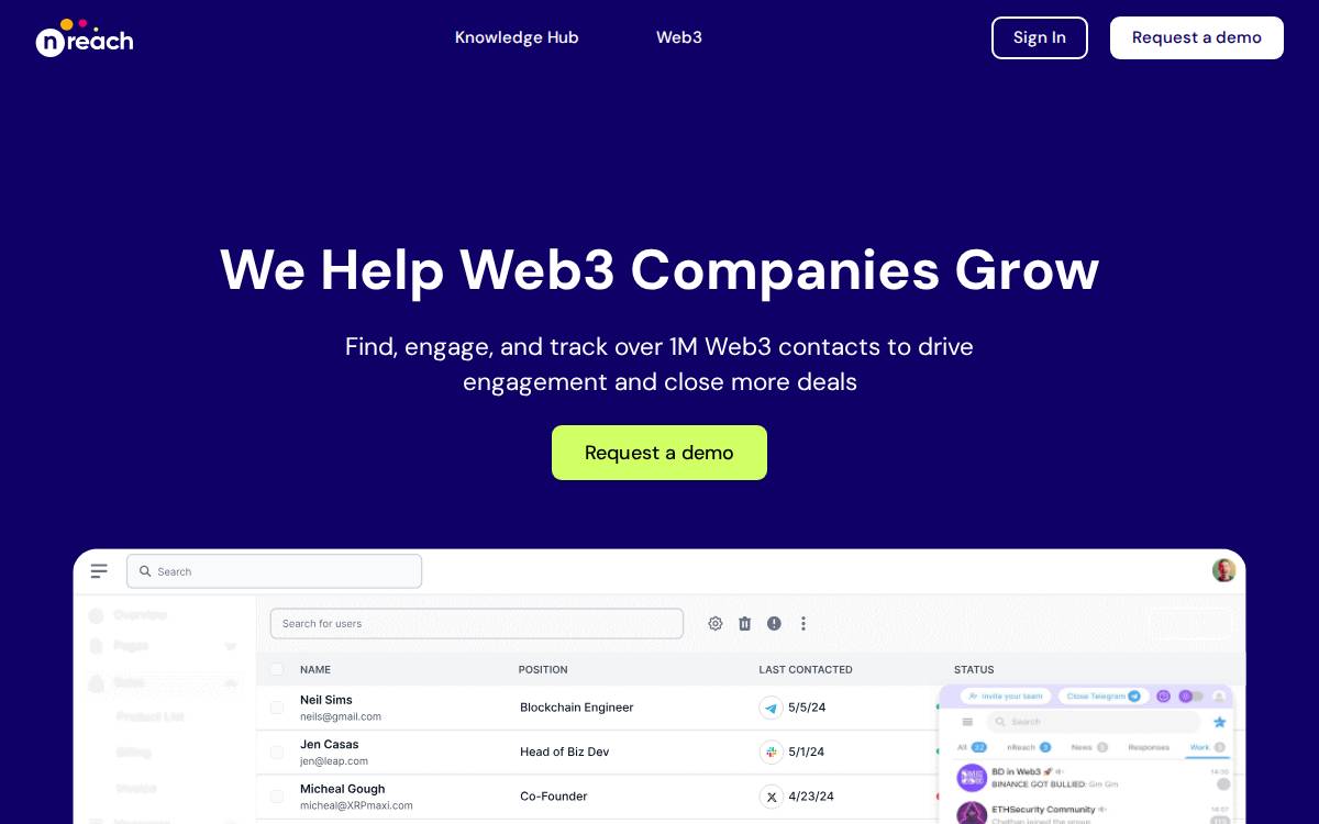 Nreach website preview