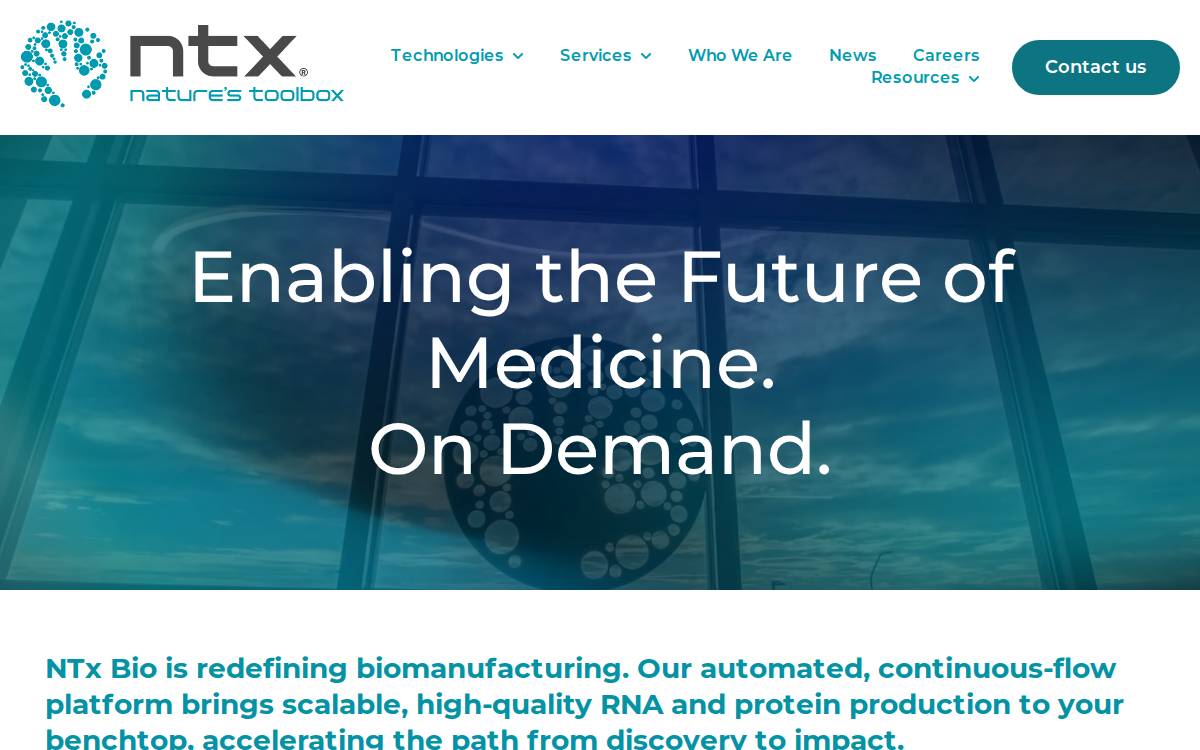 NTx Bio website preview