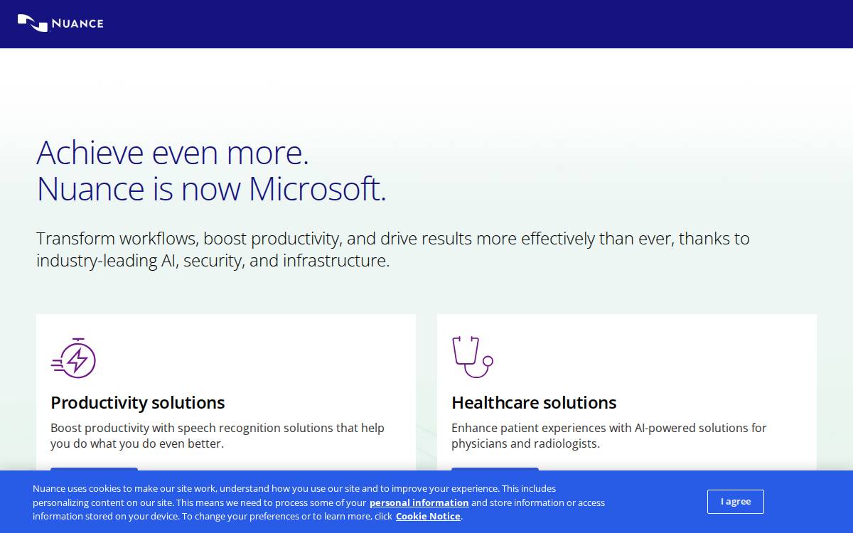 Nuance Communications Nuan website preview
