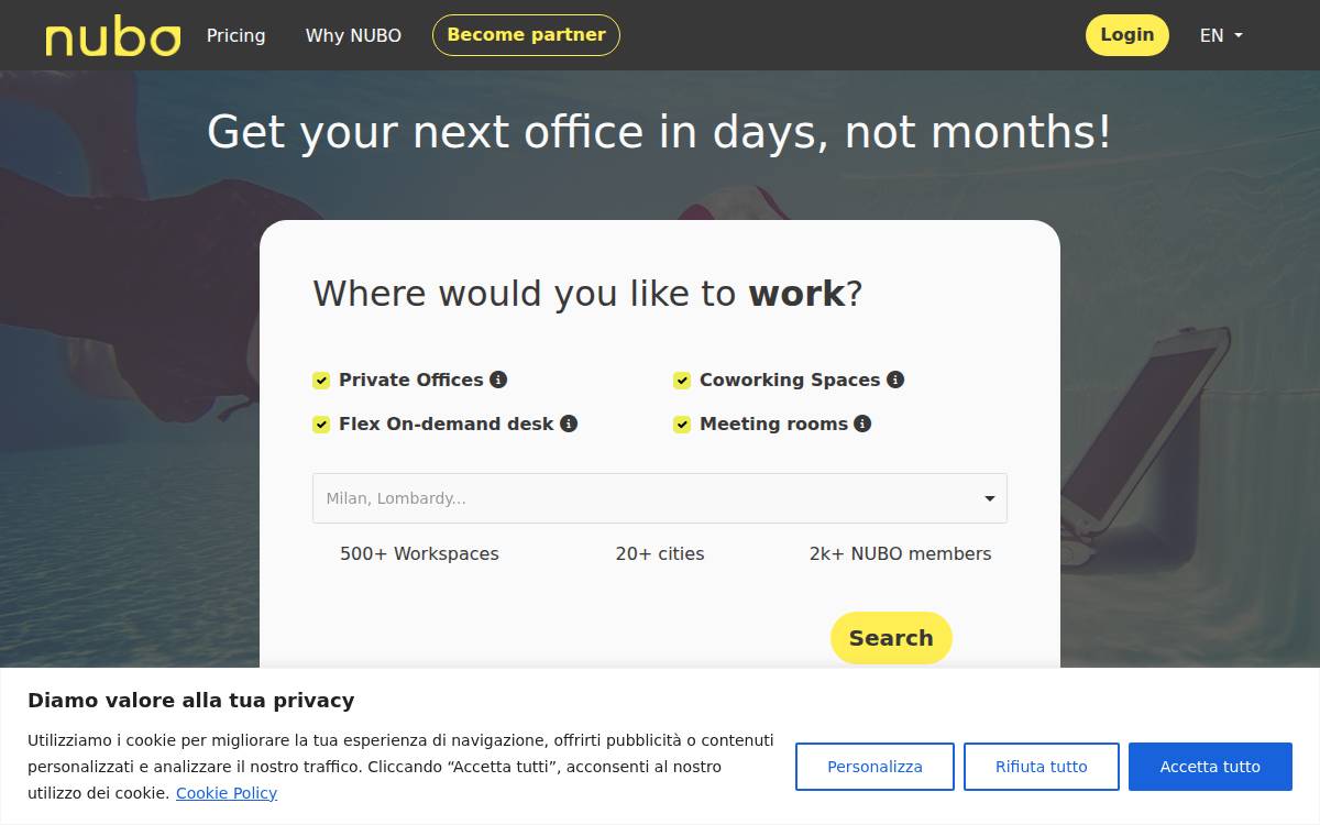 NUBO website preview