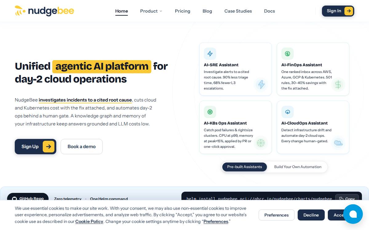 Nudgebee website preview