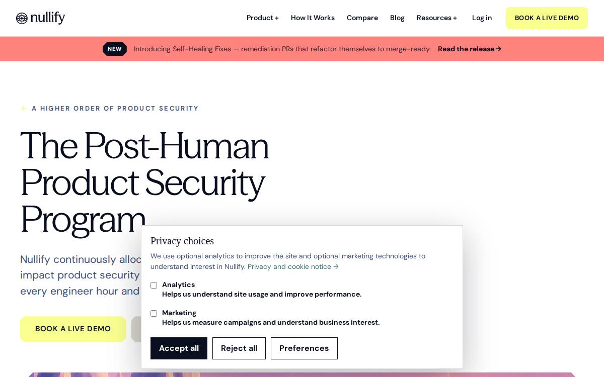 Nullify website preview