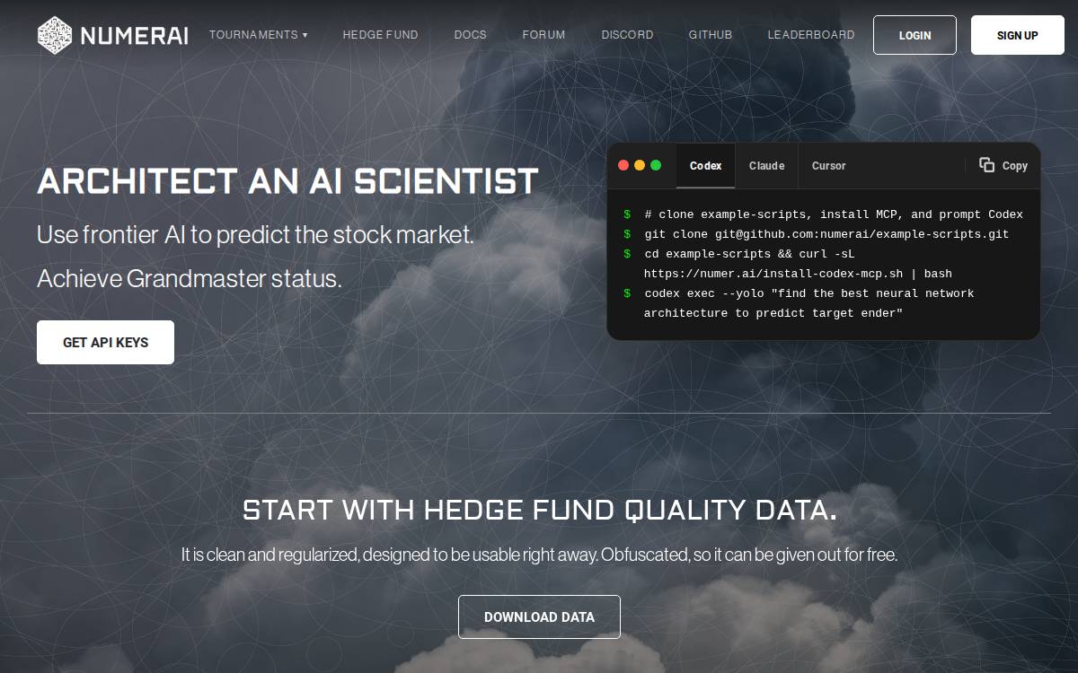 Numerai website preview