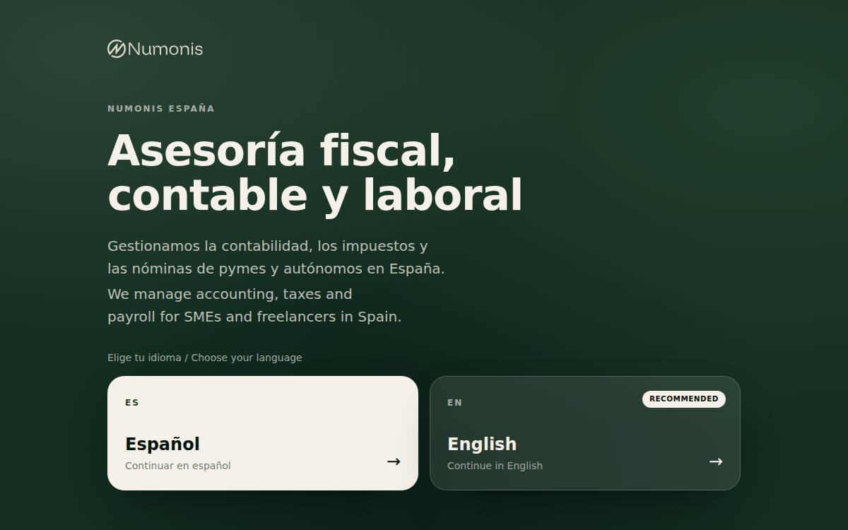 Numonis website preview