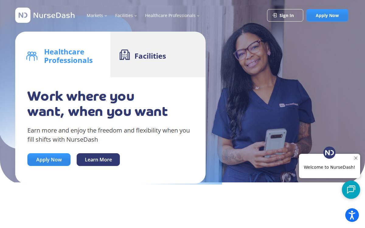 Nursedash website preview
