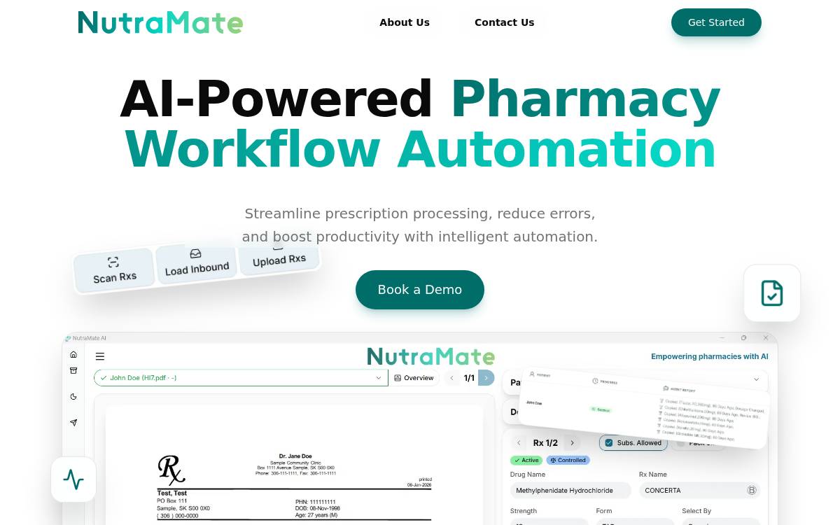NutraMate website preview
