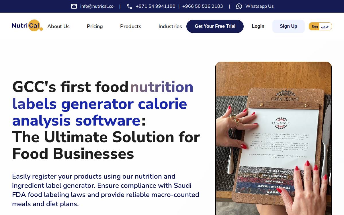 NutriCal website preview