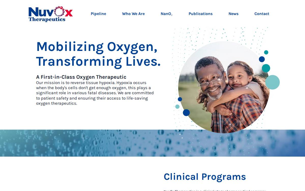 NuvOx Therapeutics website preview